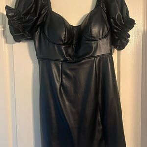 Forever 21 Black Puff Sleeve Mini Dress